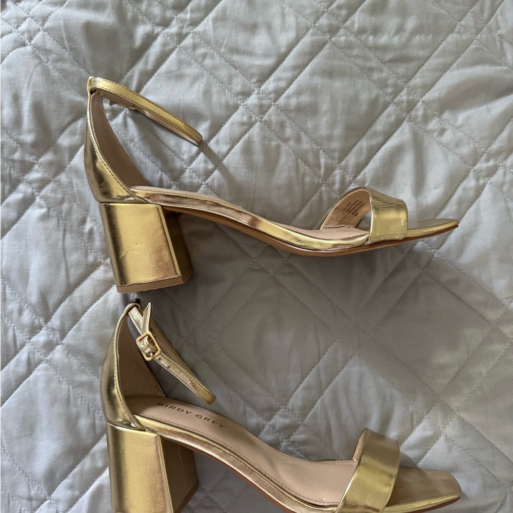 Birdy Grey Metallic Gold Heels